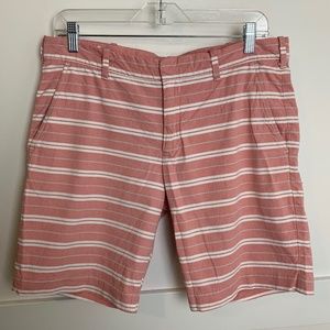 Express Photographer Pink Striped Shorts